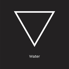Water alchemy vector illustration element icon, line symbols. Alchemy icon. Basic mystic elements on black background