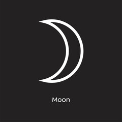 Moon alchemy vector illustration element icon, line symbols. Alchemy icon. Basic mystic elements on black background