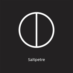 Saltpetre alchemy vector illustration element icon, line symbols. Alchemy icon. Basic mystic elements on black background