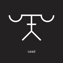 Lead alchemy vector illustration element icon, line symbols. Alchemy icon. Basic mystic elements on black background