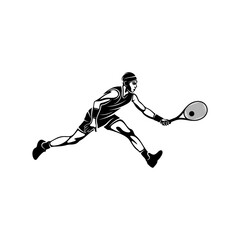 Fototapeta premium Tennis player stylized logo vector template, Illustration symbol, Silhouette design