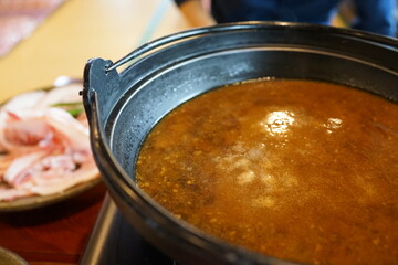 鉄鍋　鍋　猪鍋　味噌　郷土料理　日本食