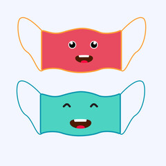 illustration vector graphic of character smile in mask design