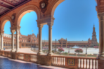View of an arcade at Plaza de Espana in Sevilla, Spain