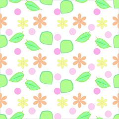 Cute hand-drawn flower seamless pattern.  Can use for print, template, fabric, presentation, textile, banner, poster, wallpaper, digital paper.