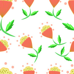Cute hand-drawn flower seamless pattern.  Can use for print, template, fabric, presentation, textile, banner, poster, wallpaper, digital paper.