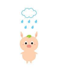 Obraz na płótnie Canvas cute pig in rain cartoon vector