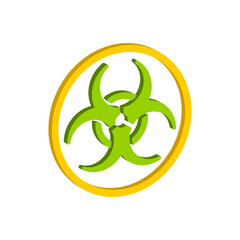 Biological Hazard symbol.3d vector illustration and isometric view.