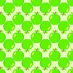 Seamless background of green apple. Vector illustration.