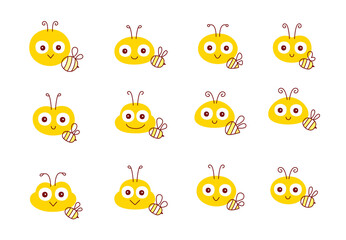 cute bee cartoon vector set