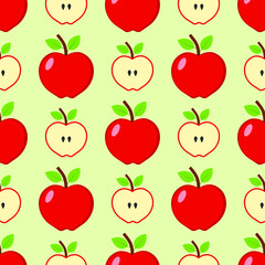 Seamless background of red apple. Vector illustration.