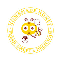 sweet honey bee cartoon vector signage