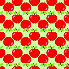 Seamless background of red apple. Vector illustration.
