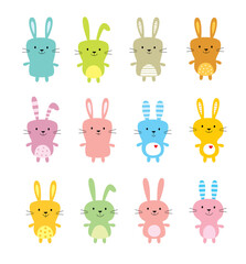 Obraz premium cute bunny cartoon vector set