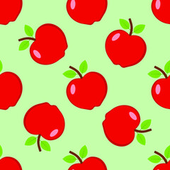 Seamless background of red and green apple. Vector illustration.
