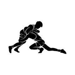 Wrestling logo vector template, Illustration symbol, Silhouette design