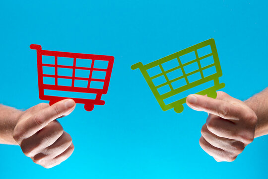 Caddie et vert et rouge achat internet panier valid&eacute; ou abandonn&eacute;