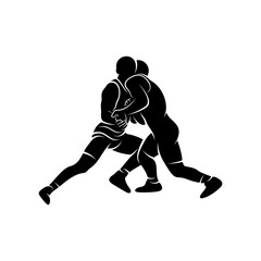 Plakat Wrestling logo vector template, Illustration symbol, Silhouette design