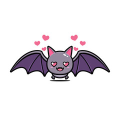 Cute bat love mascot vector design.