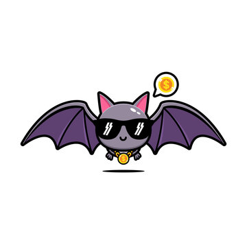 Cute bat cool mascot vector design.