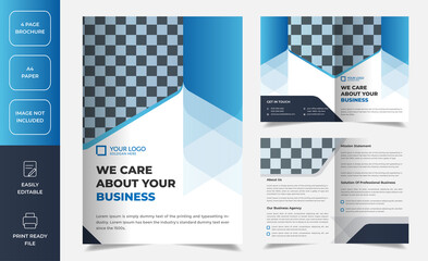 4 pages corporate brochure, design template for business brochure cover. Graphic design layout, graphic elements and space for photo background.