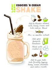 Vector illustration cookies and cream cocktail smoothie recipe