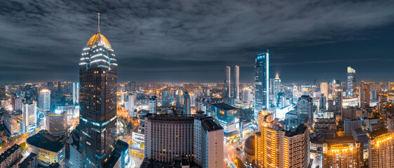 Naklejka premium Night view of Wuxi City, Jiangsu Province, China