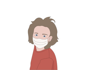 Boy wearing medical masks to prevent disease, flu, air pollution, contaminated air, world pollution. Coronavirus (2019-nCoV). Concept of coronavirus quarantine.