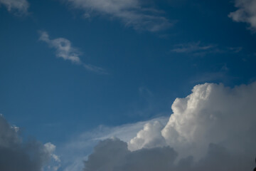 Fototapeta na wymiar blue sky with clouds like a human face landscape