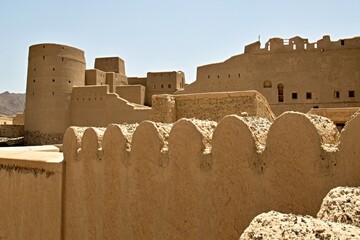 Fort Bahla, a UNESCO World Heritage Site, built in the 12th-15th centuries from the brick, Oman, Asia