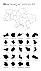 Ukraine map with shapes of regions. Blank vector map of the country with regions. Borders of the country for your infographic. Vector illustration.