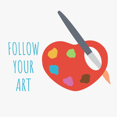 red heart form like colorful color palette & watercolor vector. follow your art concept & creative. artistic T shirt print flat design. do what you love. feel free to change & paint. try a new hobby