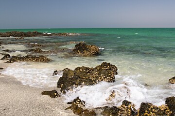 Beautiful and deserted beaches, the amazing waters of the Arabian Sea, super sea swims can be enjoyed on Omani Island Masirah.Oman, Asia
