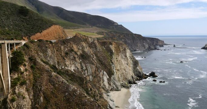 Big Sur Bixby Bridge and Pacific Coast Highway Along Rugged California Coastline
