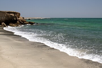 Beautiful and deserted beaches, the amazing waters of the Arabian Sea, super sea swims can be enjoyed on Omani Island Masirah.Oman, Asia