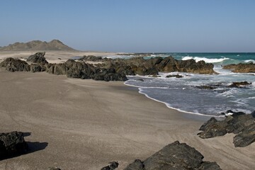 Beautiful and deserted beaches, the amazing waters of the Arabian Sea, super sea swims can be enjoyed on Omani Island Masirah.Oman, Asia