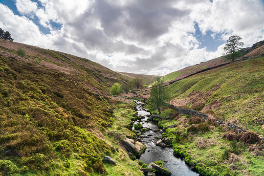 A summer three image HDR picture of Graining Water, which flows down Hardcastle Crags to Hebden Bridge in West Yorkshire.
