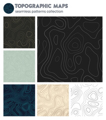 Topographic maps. Appealing isoline patterns, seamless design. Attractive tileable background. Vector illustration.