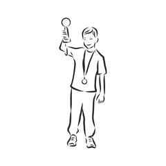Sketch style illustration of an athlete winner, champion winner, vector sketch illustration