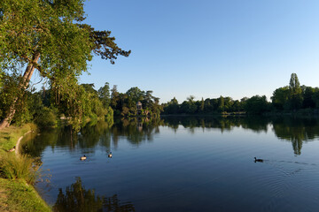 Romantic temple of love at the Daumesnil lake in Paris city