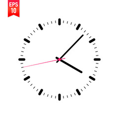 Fototapeta na wymiar The simple clock face isolated on white background.