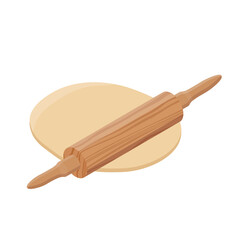 Dough, rolling pin and flour