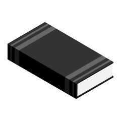 Closed book reading icon. Isometric view. Isolated on white background