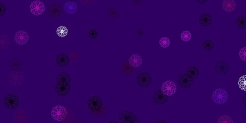 Light Purple vector doodle pattern with flowers.