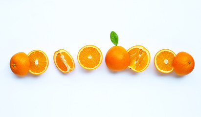 High vitamin C, Juicy and sweet. Fresh orange fruit  on white.