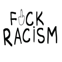 Fuck Rasizm. Protest Banner about Human Right of Black People in U.S. America. Vector Illustration. Icon Poster for printed matter and Symbol. - obrazy, fototapety, plakaty
