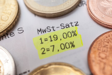 Kaufbeleg, Mehrwertsteuer 19% und Mehrwertsteuersenkung Coronakrise