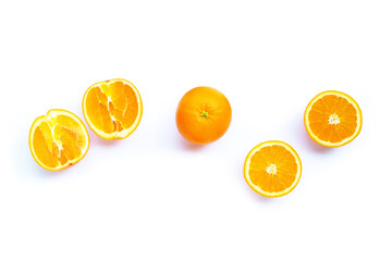 High vitamin C, Juicy and sweet. Fresh orange fruit on white.