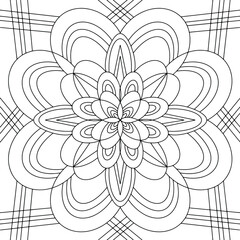 Black & white card with mandala, ornament, hand drawn, line art. Good for card, poster, print, ceramic design, tattoo, adult coloring book