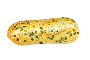 pain aux graines de tournesol sur un fond blanc